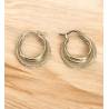 Boucles D'oreilles Créoles 2CM Triple Anneaux Scintillantes En Plaqué Or