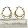 Boucles D'oreilles Créoles 2CM Triple Anneaux Scintillantes En Plaqué Or