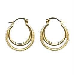 Boucles D'oreilles Créoles 2CM Triple Anneaux Scintillantes En Plaqué Or