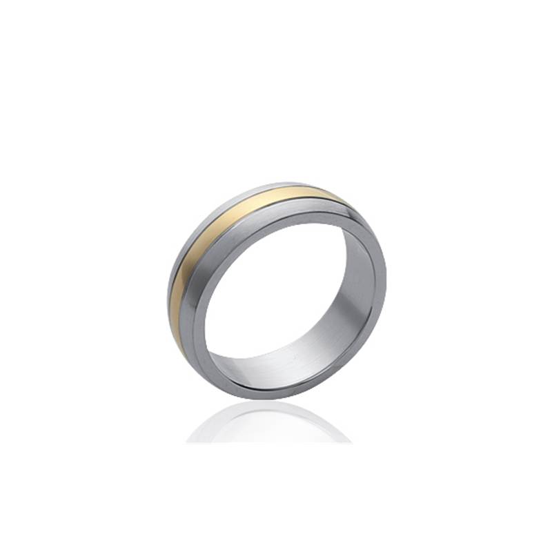 Bague Bicolore en Acier Inoxydable&Plaqué or 3 microns Bijoux T 52 à 70 MIXTE