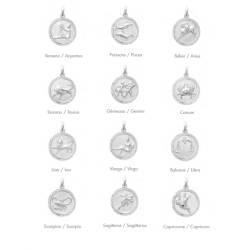 Pendentif Médaille Signe Zodiaque Taureau Argent Massif 925/1000