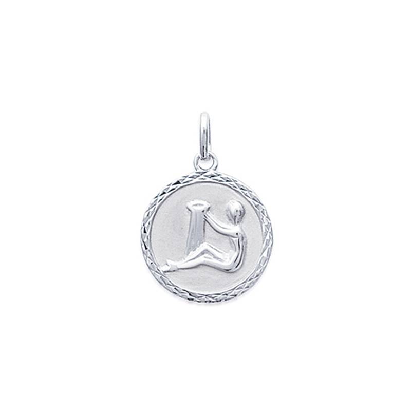 Pendentif Médaille Signe Zodiaque VERSEAU Argent Massif 925/1000
