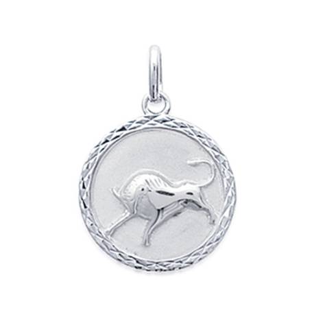 Pendentif Médaille Signe Zodiaque Taureau Argent Massif 925/1000
