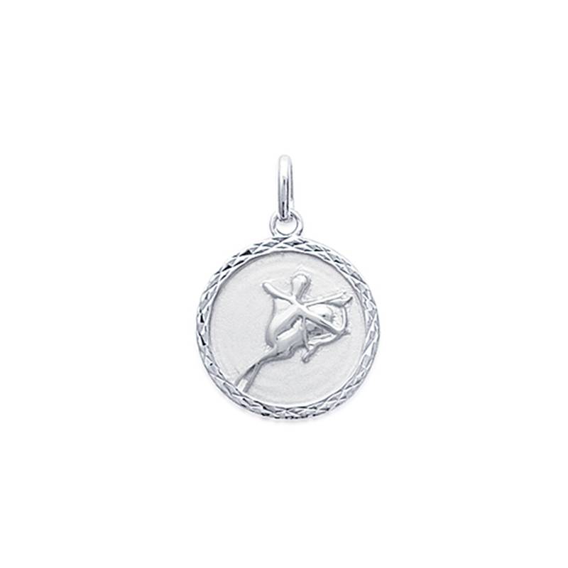 Pendentif Médaille Signe Zodiaque Sagittaire Argent Massif 925/1000 Bijoux NEUF
