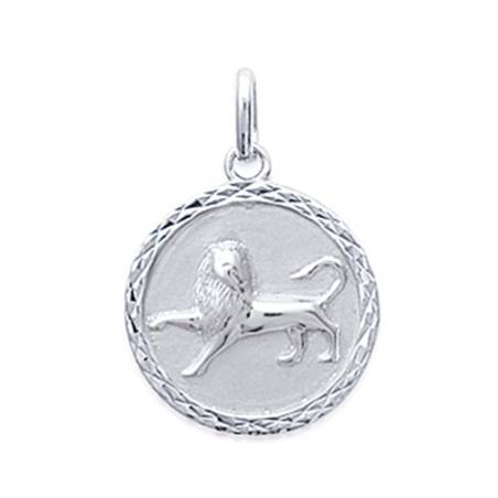 Pendentif Médaille Signe Zodiaque LION Argent Massif 925/1000