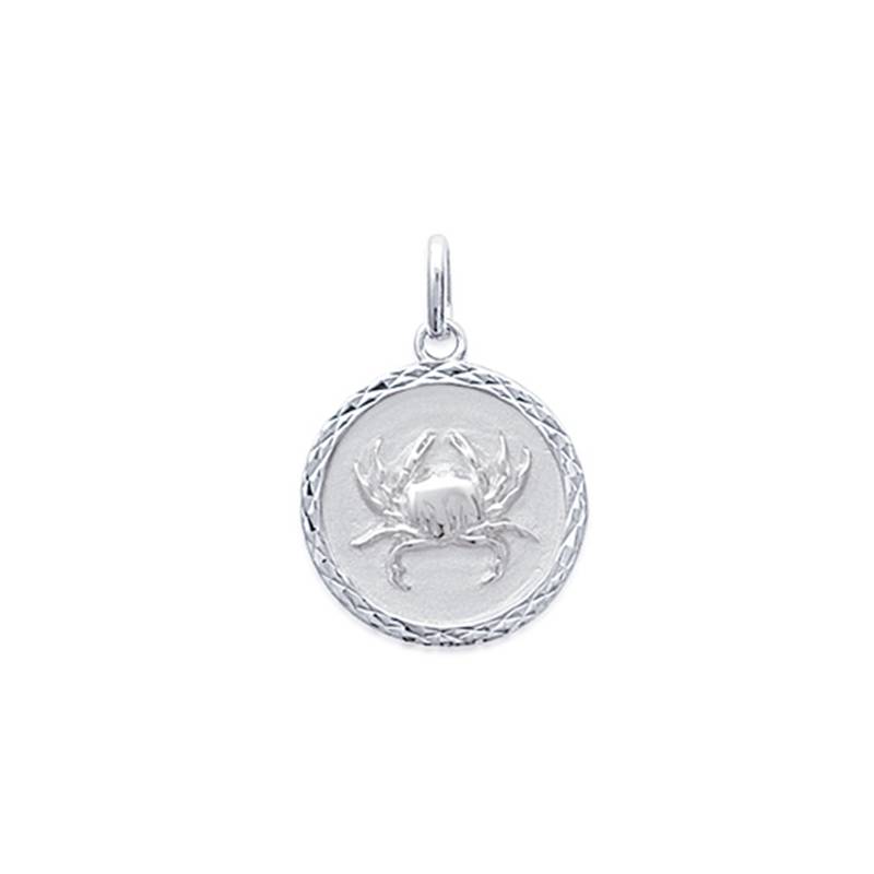 Pendentif Médaille Signe Zodiaque CANCER Argent Massif 925/1000