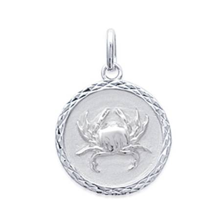 Pendentif Médaille Signe Zodiaque CANCER Argent Massif 925/1000