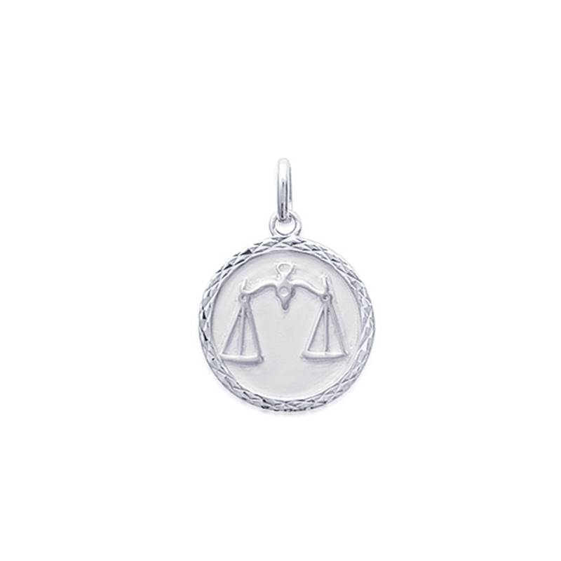 Pendentif Médaille Signe Zodiaque BALANCE Argent Massif 925/1000