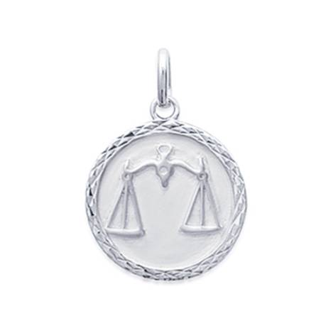 Pendentif Médaille Signe Zodiaque BALANCE Argent Massif 925/1000