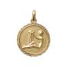 Pendentif Médaille Signe Du Zodiaque "Verseau" En Plaqué Or 18 Carats 750/000