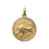 Pendentif Médaille Signe Du Zodiaque "Taureau" En Plaqué Or 18 Carats 750/000