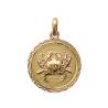 Pendentif Médaille Signe Du Zodiaque "Cancer" En Plaqué Or 18 Carats 750/000