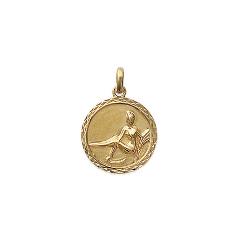 Pendentif Médaille Signe Du Zodiaque "Vierge" En Plaqué Or 18 Carats 750/000