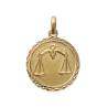 Pendentif Médaille Signe Du Zodiaque "Balance" En Plaqué Or 18 Carats 750/000