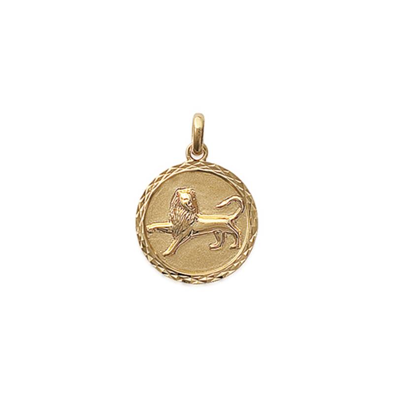 Pendentif Médaille Signe Du Zodiaque "Lion" En Plaqué Or 18 Carats 750/000