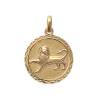 Pendentif Médaille Signe Du Zodiaque "Lion" En Plaqué Or 18 Carats 750/000
