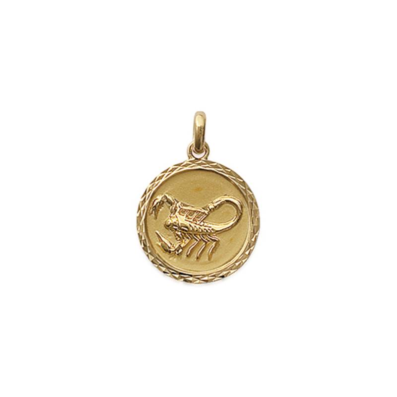 Pendentif Médaille Signe Du Zodiaque "Scorpion" En Plaqué Or 18 Carats 750/000