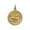 Pendentif Médaille Signe Du Zodiaque "Scorpion" En Plaqué Or 18 Carats 750/000