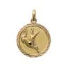 Pendentif Médaille Signe Du Zodiaque "Capricorne" En Plaqué Or 18 Carats 750/000