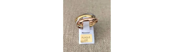 Bague 3 Anneaux Tricolore Plaqué or Rose&Jaune et Argent 925 T48 à 70