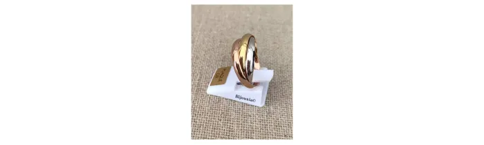 Bague 3 Anneaux Tricolore Plaqué or Rose&Jaune et Argent 925 T48 à 70