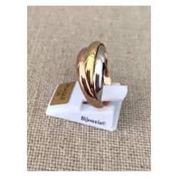 Bague 3 Anneaux Tricolore Plaqué or Rose&Jaune et Argent 925 T48 à 70