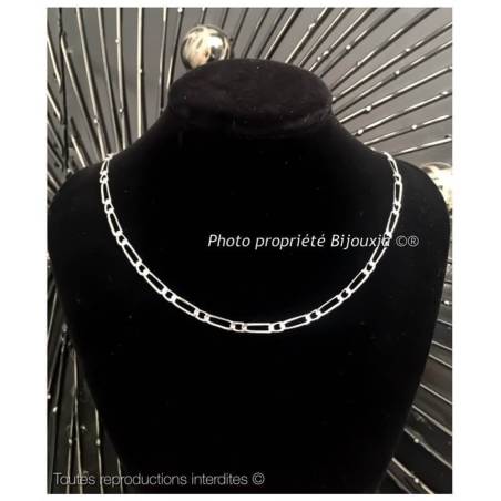 Chaîne Maille Figaro 4MM X 50 CM Argent Massif 925/1000 Poinçonné Bijoux
