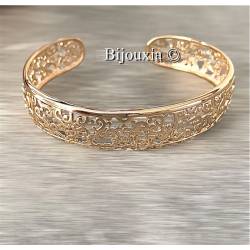 Bracelet Jonc OUVERT Arabesques Plaqué Or 18 Carats 750/1000