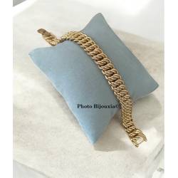 Bracelet 19CM Maille Gourmette Américaine Plaqué Or 18 Carats