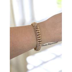 Bracelet 19CM Maille Gourmette Américaine Plaqué Or 18 Carats