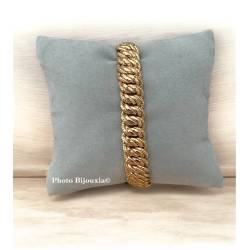 Bracelet 19CM Maille Gourmette Américaine Plaqué Or 18 Carats
