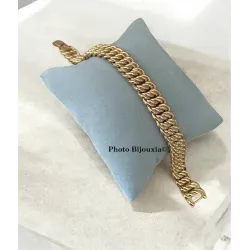 Bracelet Large 21CM Maille Gourmette Américaine Plaqué Or 18 Carats