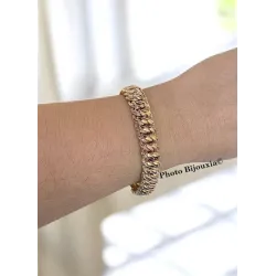 Bracelet Large 21CM Maille Gourmette Américaine Plaqué Or 18 Carats