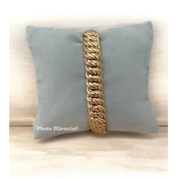 Bracelet Large 21CM Maille Gourmette Américaine Plaqué Or 18 Carats