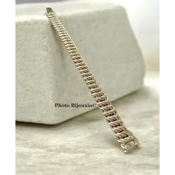 Bracelet Large 21CM Maille Gourmette Américaine Plaqué Or 18 Carats