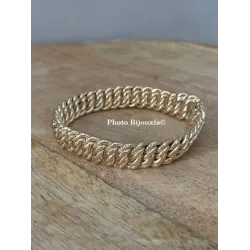 Bracelet Large 21CM Maille Gourmette Américaine Plaqué Or 18 Carats