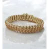 Bracelet Large 21CM Maille Gourmette Américaine Plaqué Or 18 Carats