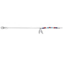Bracelet avec plumes et pierres de couleur Argent massif 925/1000