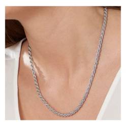 Collier Maille Corde Robuste Argent Massif 925/1000 Rhodié