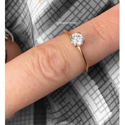 Bague Solitaire Plaqué Or 18 CARATS 750/000 Tailles 50 à 64