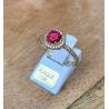 Bague Solitaire Pierre Rouge Zirconium Rubis Plaqué Or 18 Carats 5 Microns Joaillerie