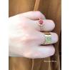 Bague Solitaire Pierre Rouge Zirconium Rubis Plaqué Or 18 Carats 5 Microns Joaillerie