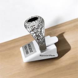 Chevalière US Américaine En Argent 925/000 Onyx Tailles 50 à 70