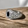 Chevalière US Américaine En Argent 925/000 Onyx Tailles 50 à 70