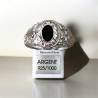 Chevalière US Américaine En Argent 925/000 Onyx Tailles 50 à 70