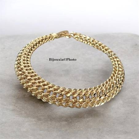 Bracelet Maille Américaine 20CM Plaqué Or 18 Carats NEUF