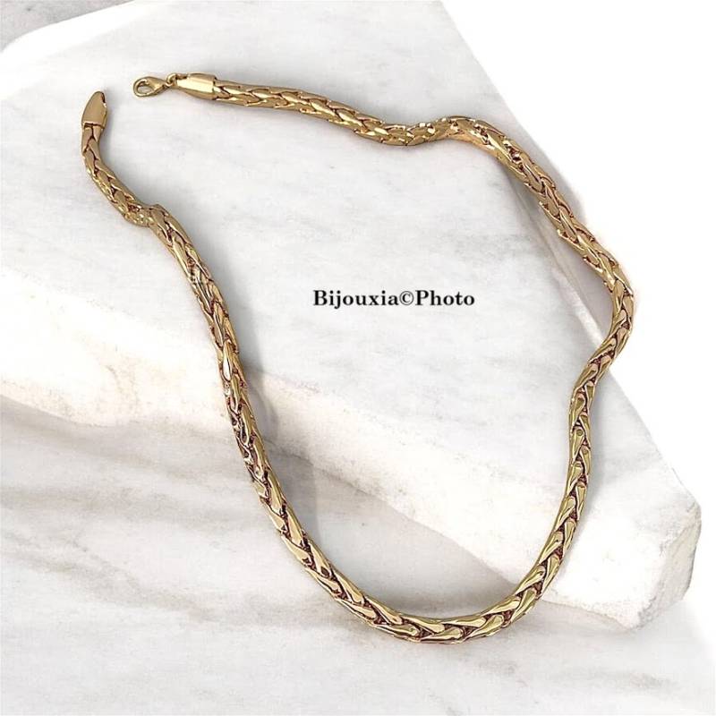 Collier Maille Palmier Plaqué Or 18 carats 45CM X 5MM Bijoux Femme