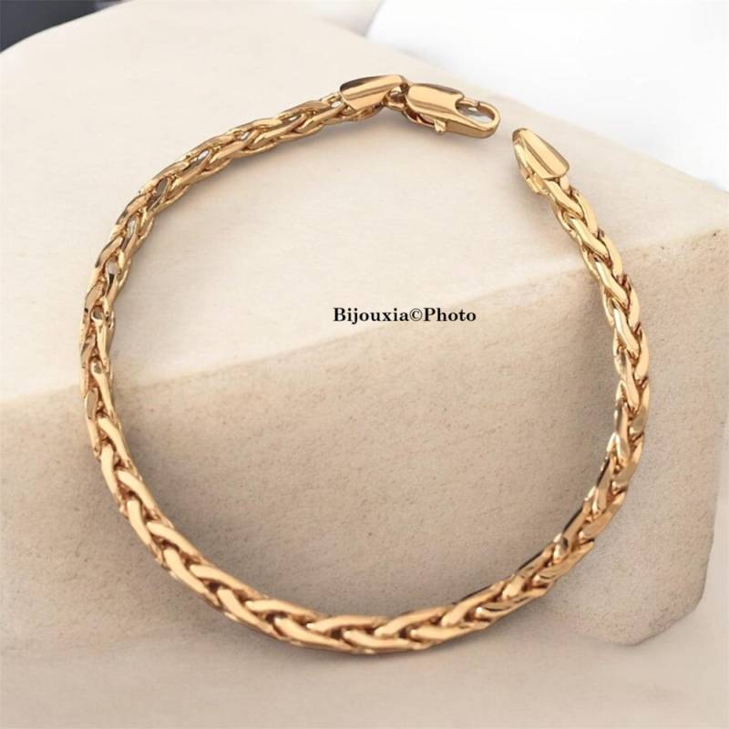 Bracelet 20cm X 3,5MM Maille Palmier En Plaqué Or 18 carats