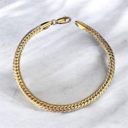 Bracelet Maille Anglaise 20cm X 5mm En Plaqué Or 18 carats Bijou NEUF