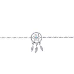 Bracelet Attrape Rêve Pierre Turquoise Argent Massif 925/000  Bijoux Femme
